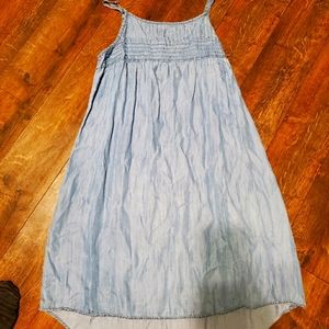 Spaghetti strap blue jean high low dress